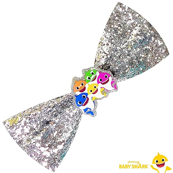 Baby Shark Kids Hair Bows - Hair Accessories Gift Set - 7 Pcs 4 Inch Bundle - Hair Bows for Girls - Different character on each clip - Alligator Clip - Ages 3 +