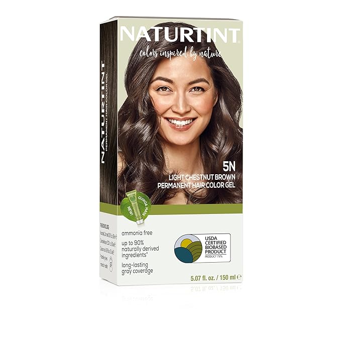 Naturtint 5N Light Chestnut Brown Permanent Hair Color (Pack of 1), Ammonia Free, Vegan, Cruelty Free, up to 100% Gray Coverage, Long Lasting Results (Packaging may vary)