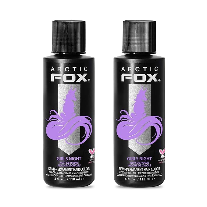 Arctic Fox Semi-Permanent Hair Dye, Vegan & Cruelty-Free, Pastel Lilac Color for Platinum Blonde Hair, Ammonia & Peroxide Free, Conditioning Formula, Girls Night, 4 Fl Oz (Pack of 2)