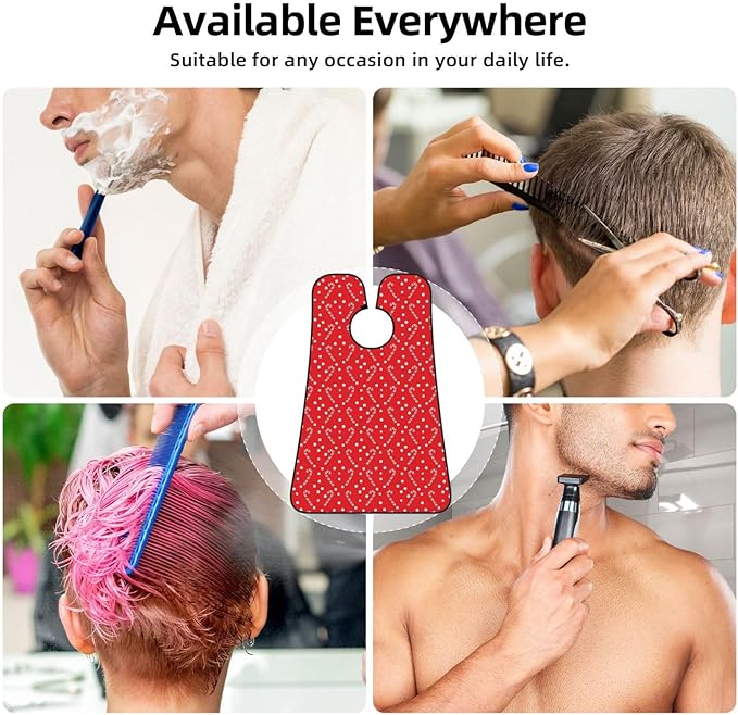 Men's Beard Maintenance Apron, Waterproof & Easy Clean, Christmas Polka Dots Candy Cane Red