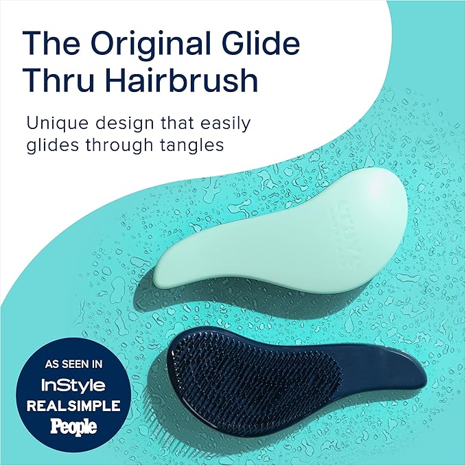 Crave Naturals Glide Thru Detangling Hairbrush That Glides Through Tangles for Wet, Dry and Damaged Hair - Gentle Detangler Styling Tool for Adults, Kids, Men and Women - 7.5 x 3 in, Turquoise