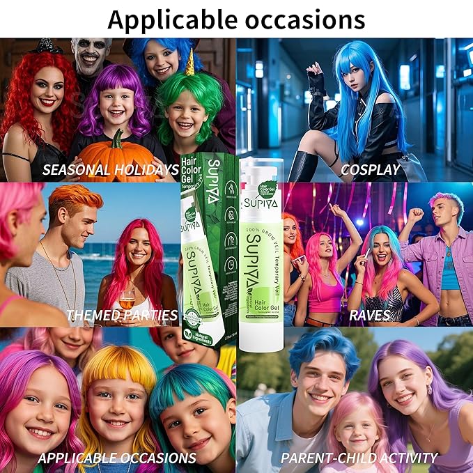 Temporary Hair Styling Color Serum, Green Blue Purple Red Hair Dye Color Gel Washable Natural Instant Hair Color Wax for DIY Hairstyle for Kids Men Women(Black#4)