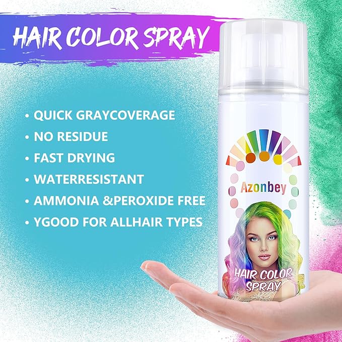 Halloween Hair Spray,Temporary Hair Color Spray for Women Kids Men,Washable Hairspray,Colored Hair Spray,Color Hairspray for Halloween,Party,Cosplay,Christmas Day (#Powder Blue)