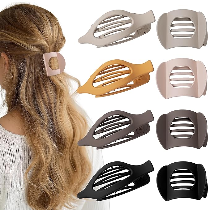 8 PCS Flat Hair Clips for Women French Matte Flat Claw Clips for Thick & Thin Hair No-Slip Hair Barrettes, Strong Hold Styling Accessories