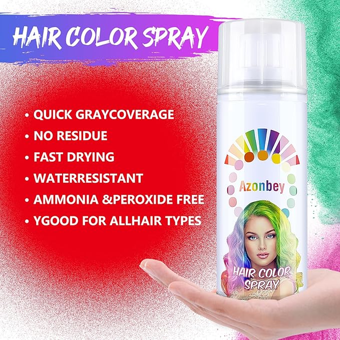 Halloween Hair Spray,Temporary Hair Color Spray for Women Kids Men,Washable Hairspray,Colored Hair Spray,Color Hairspray for Halloween,Party,Cosplay,Christmas Day (Red)