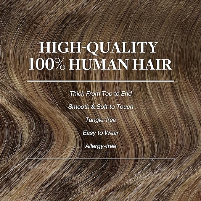 GOO GOO Clip in Hair Extensions Real Human Hair, Remy Human Hair Extensions Clip ins for Women, Natural Human Hair, 16inch 160g 7Pcs, #4/27/4 Balayage Chocolate Brown to Caramel Blonde