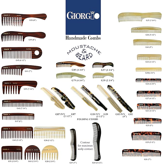 o G43 Large Hair Detangling Comb, Wide Teeth for Thick Curly Wavy Hair. Long Hairs Detangler Comb For Wet and Dry. Handmade large tooth comb, Saw-Cut, Hand Polished, Tortoise Shell (7.25")