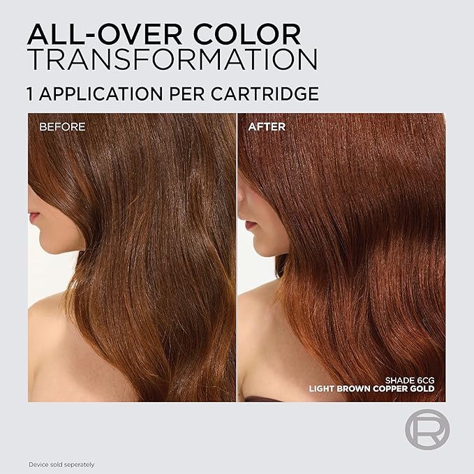 L'Oreal Paris Colorsonic Permanent Hair Dye Cartridge, Vibrant Hair Color for Root Touch Up, Gray Coverage or All Over Color in just 5 Minutes, 6CG Light Copper Brown (Coloring Device Sold Separately)