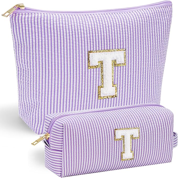 YOOLIFE Preppy Stuff Cute Cosmetic Bag Travel Bag - Large Makeup Bag Make Up Bag Cosmetic Bag Personalized Daughter Sister Gifts for Women Her Bridesmaid Gift Preppy Makeup Bag Tween Girls Gifts T