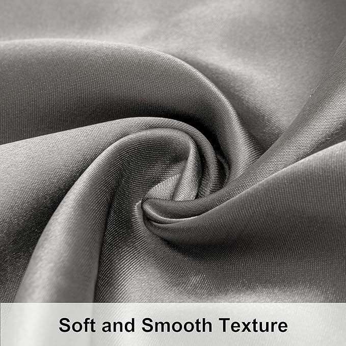 NTBAY 2 Pack Satin Queen Pillowcases for Hair and Skin, Luxurious and Silky Pillow Cases with Envelope Closure, 20x30 Inches, Grey