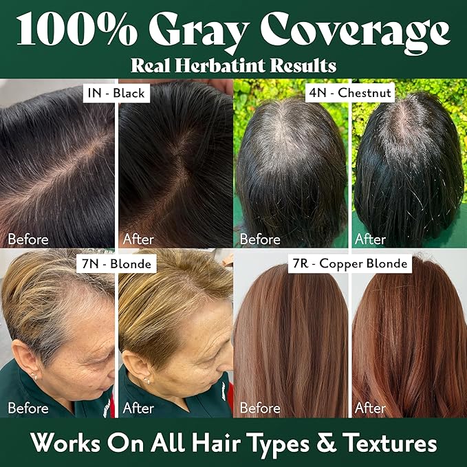 Herbatint Permanent Hair Dye - 4N Chestnut - For Up To 100% Gray Coverage of Resistant Gray Hair - Ammonia-Free, Alcohol-Free & Vegan - Salon Influenced Hair color 5.75 fl oz (2 Pack)