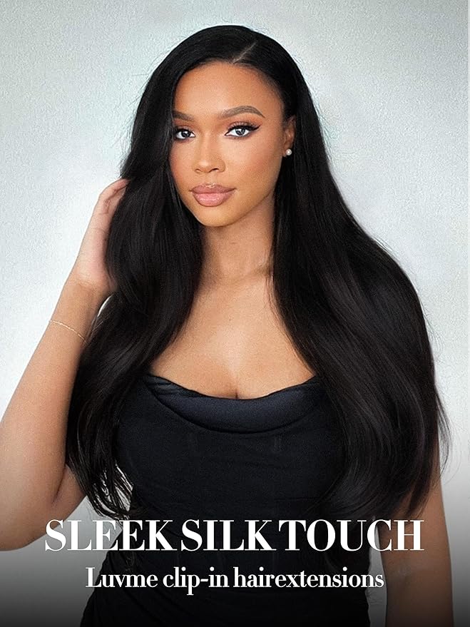 LUVME Semaless Clip in Hair Extensions Real Human Hair, 270g 14pcs 20 Inch Silky Straight Natural Black Hair Extensions for Women Extensions Clip ins