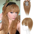 Human Hair Toppers for Women - 150% Density Clip In Hair Topper with Bangs U Shape 10 Inch Toppers Hairpieces for Women Perfect for Thinning Hairr Ideal for Daily Use Light Brown