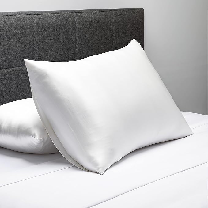 Fishers Finery 19mm 100% Pure Mulberry Silk Pillowcase, Quality Tested (White, K)