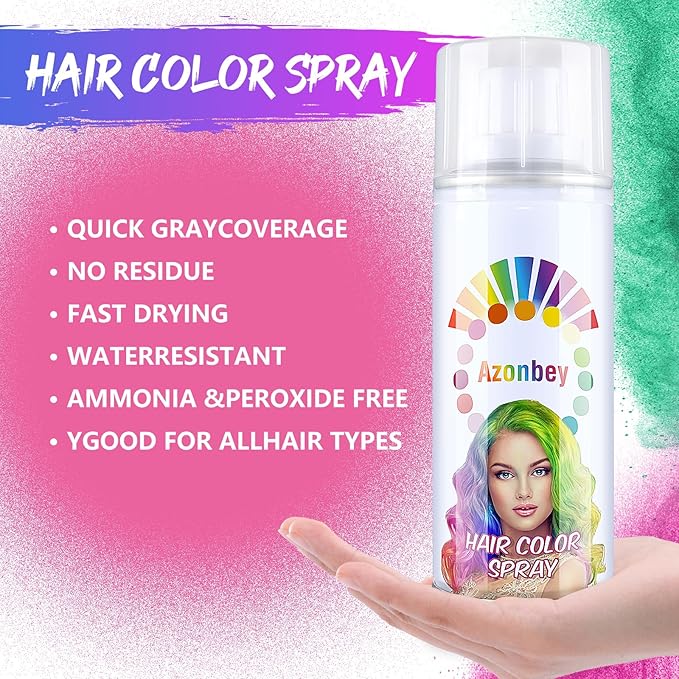 Halloween Hair Spray,Temporary Hair Color Spray for Women Kids Men,Washable Hairspray,Colored Hair Spray,Color Hairspray for Halloween,Party,Cosplay,Christmas Day (01#Pink)
