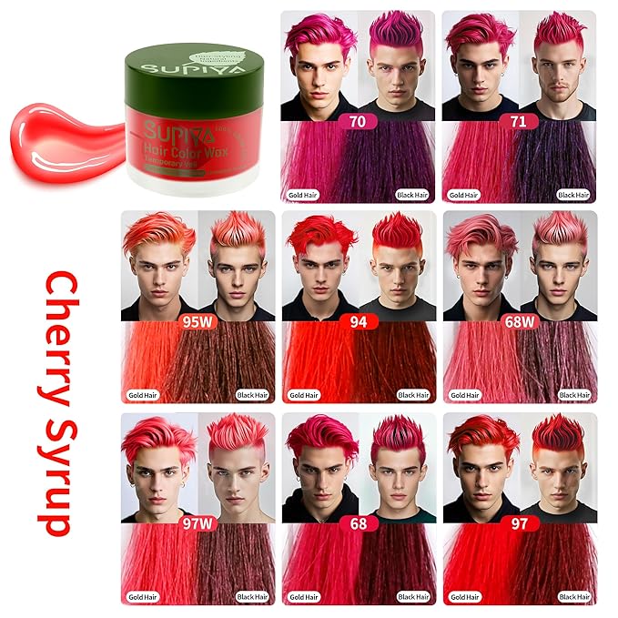 Temporary Hair Color Wax for Men - SUPIYA Washable Hair Wax Color, All-Day Hold Disposable Hair Wax for Party, Cosplay & Daily (Color # 68W)