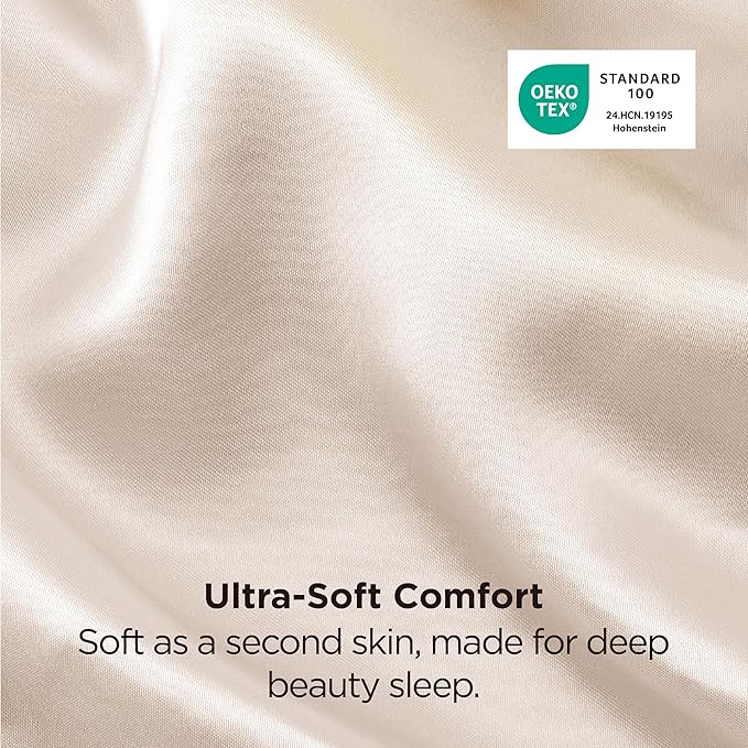 Bedsure Satin Pillowcases, Similar to Silk Pillow Cases Queen Size Set of 2, Cooling Pillow Case for Sleeping Women with Envelope Closure, Gifts for Women Men, Beige, 20x30 Inches, 2pcs