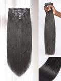 LUVME Hair Extensions Seamless Clip in Hair Extensions Human Hair Yaki Straight 135g 7pcs Natural Black Extensions 20 Inch Real Human Hair