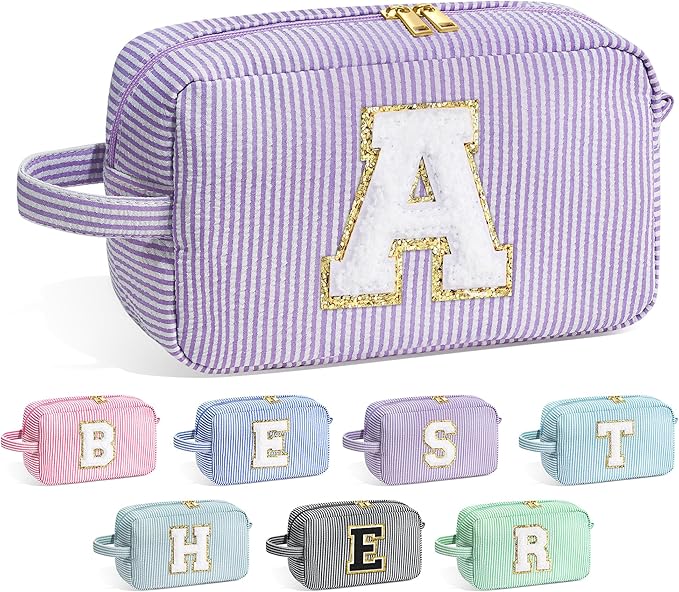 YOOLIFE Teen Girl Gifts - Birthday Gifts for 4 5 6 7 8 9 10 11 12 13 14 15 16 Year Old Girl Gifts, Gifts for Women Teen Girls Kids Sister Her, Valentines Day Gifts for Kids, Initial Girls Makeup Bag A