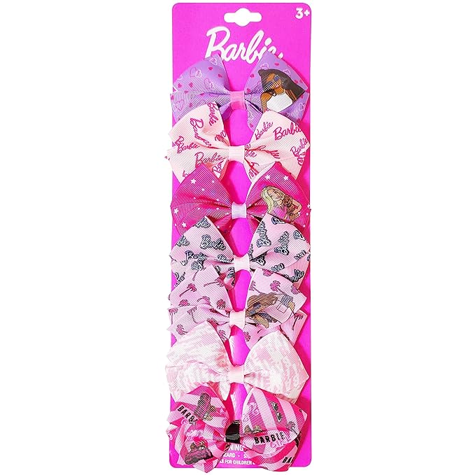 Luv Her Barbie Kids Bows - Hair Accessories Gift Set - Princess Hair Bows - 7 Pcs 4 Inch Bundle - Hair Bows for Girls - Barbie Hair clip - Alligator Clip - Ages 3 +
