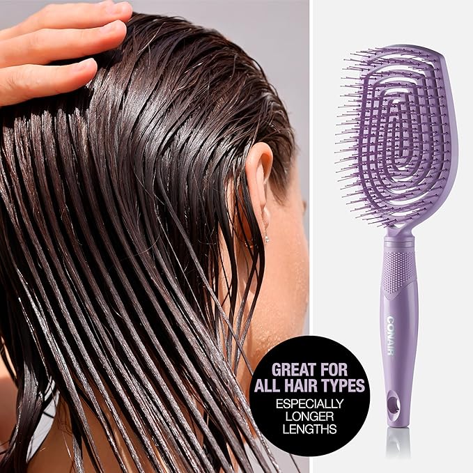 Conair Scalp Care Detangling hairbrush - Curly Hair Brush - Scalp Massager - hairbrushes for women & men - detangler for all lengths - can use wet or dry - Paddle