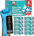 Sky Blue 5 Mil Nitrile Exam Gloves Disposable Latex Free | Medical Rubber Gloves for Doctors, EMT, First Aid Kit, Food Service & Cleaning | Bulk Case of (1000 CT)