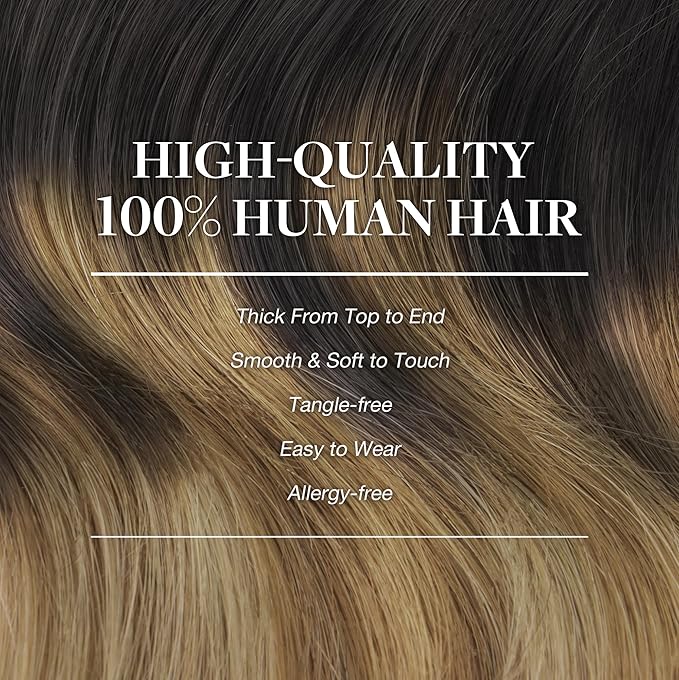 GOO GOO Clip in Hair Extensions Real Human Hair, Remy Human Hair Extensions Clip ins for Women, Natural Human Hair, 22inch 120g 7Pcs, 2/6/18 Balayage Brown to Dirty Blonde