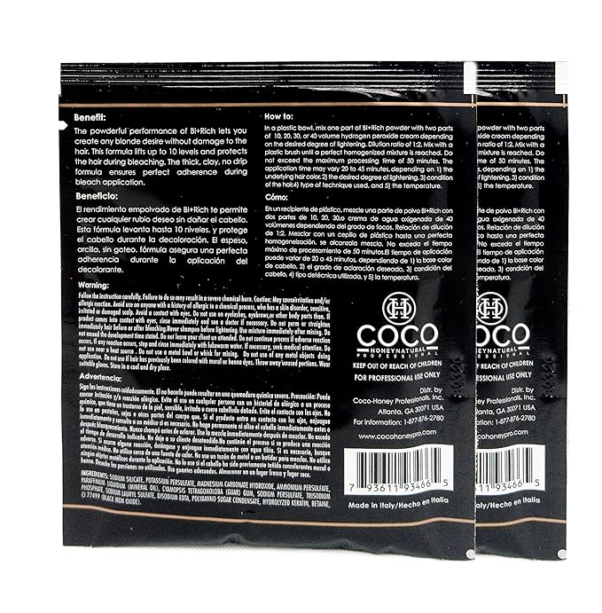 Hair Bleaching Powder for Dark Hair Lightening Blonde Hair Salon Quality Safe at Home (Charcoal 1.05 oz (pack of 2))