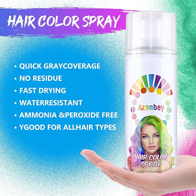Halloween Hair Spray,Temporary Hair Color Spray for Women Kids Men,Washable Hairspray,Colored Hair Spray,Color Hairspray for Halloween,Party,Cosplay,Christmas Day (01#Blue)