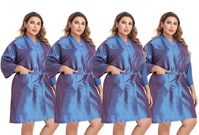 PERFEHAIR Salon Client Gown Cape, Pack of 4, Hairdressing Gown Smock Robes for Hair Stylist to Hair Cutting, Hair Coloring, Makeup-Purple
