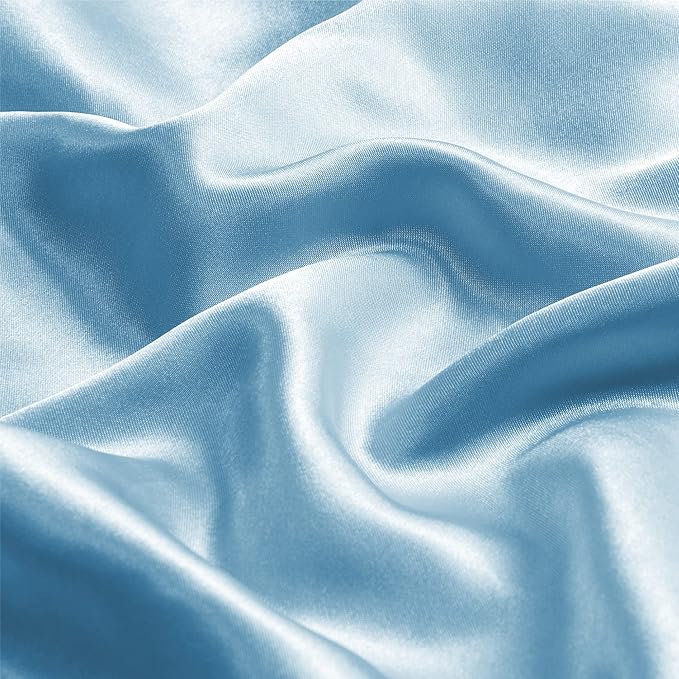 BEDELITE Satin Pillowcase with Zipper, Blue King Size Pillow Cases Set of 2, Super Soft and Cooling Similar to Silk Pillow Cases, Gift for Women Men(20x36 Inches)