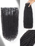 LUVME Hair Extensions Real Human Hair 135g 7pcs Natural Black Hair Extensions Kinky Curly Clip in Extensions 22 Inch Remy Human Hair for Women