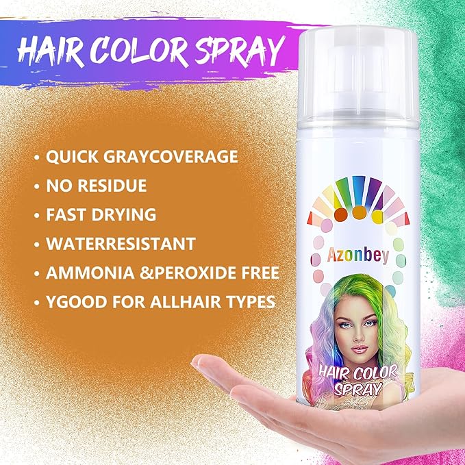 Halloween Hair Spray,Temporary Hair Color Spray for Women Kids Men,Washable Hairspray,Colored Hair Spray,Color Hairspray for Halloween,Party,Cosplay,Christmas Day (#Orange)
