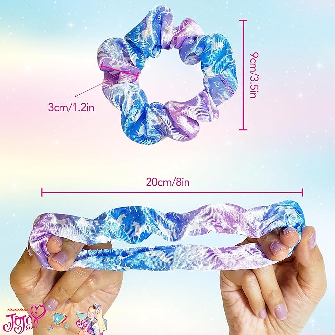 LUV HER Nickelodeon Jojo Siwa Hair Brush & 4 Scrunchies - Girls 9inc Hair Set, Detangling Brush for Thick Curly Thin Wet or Dry Hair - Hair Accessories for Kids Ages 3+