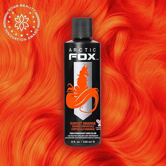 ARCTIC FOX Vegan and Cruelty-Free Semi-Permanent Hair Color Dye (8 Fl Oz, SUNSET ORANGE)