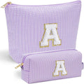 YOOLIFE Personalized Monogram Makeup Bag Birthday Gifts for Kids Girls Cosmetic Bag Travel Toiletry Bag | Christmas Gifts for Teenage Girls Stocking Stuffers for Teen Girl Daughter Gifts Purple A