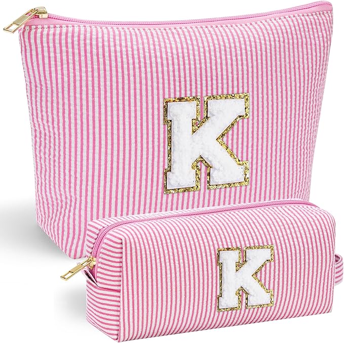 YOOLIFE Christmas Gifts For Teenage Girls Stocking Stuffers For Teen Girls Initial Makeup Bag | Cosmetic Travel Toiletry Bag | 9 10 11 12 13 14 15 Years Old | Teen Girl Gifts Trendy Stuff Pink K