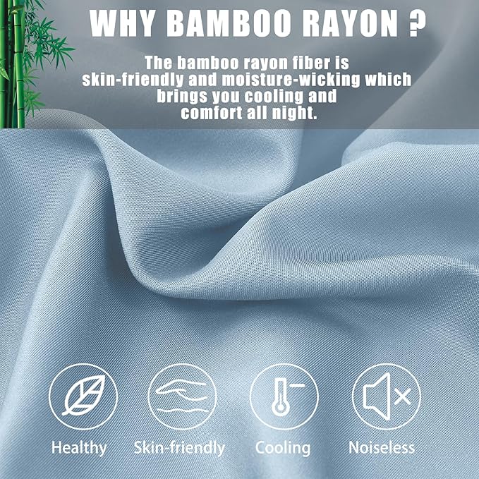 Pillow Cases Standard Size 2 Pack, Bamboo Rayon Cooling Pillowcases with Envelope Closure, Cool Breathable Pillow Case for Hot Sleepers & Night Sweats, 20x26 inches, Aqua Blue