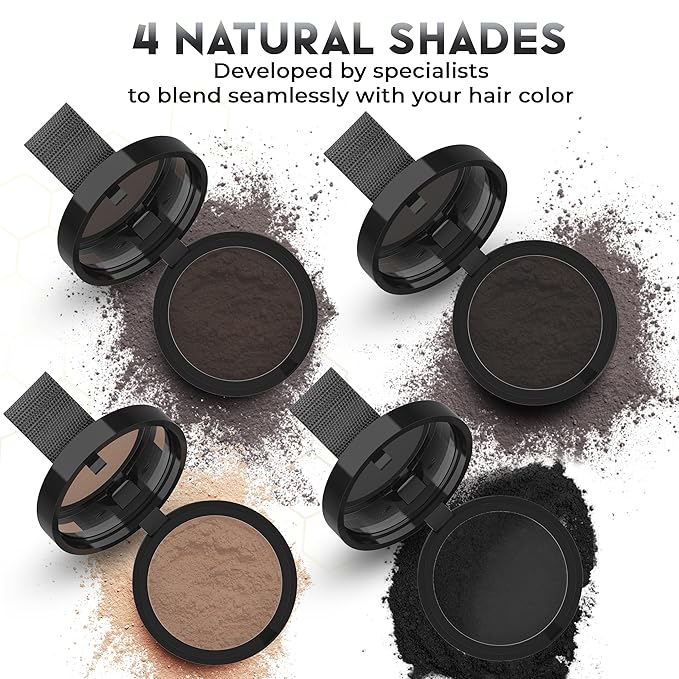 ELEVATE Hair Line Powder Instantly Conceal Hair Loss for Thinning Areas - Shadow Makeup - Root Cover Touch Up with Puff Touch - Instant Gray Coverage for Men and Women (Medium Brown)