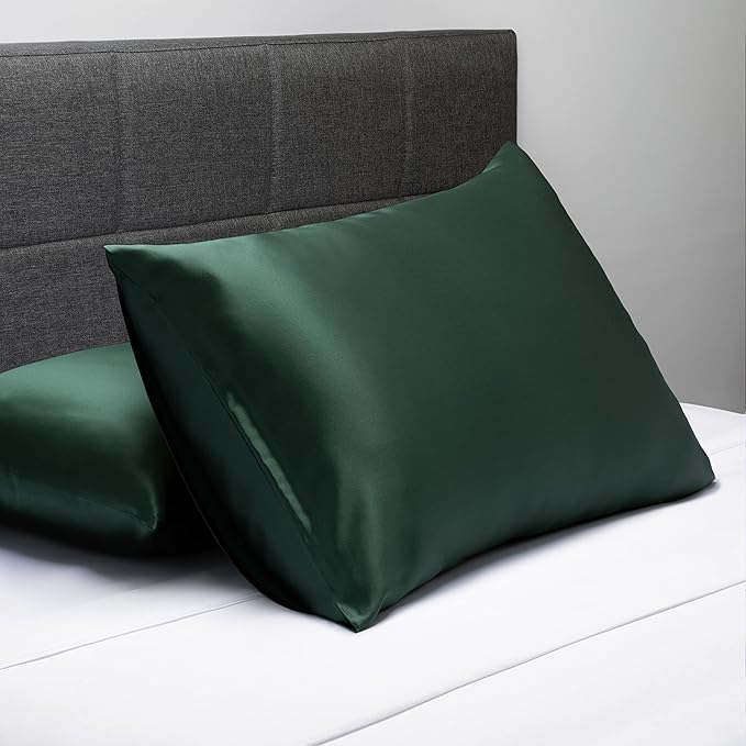 Fishers Finery 25mm 100% Pure Mulberry Silk Pillowcase (Dark Green King)