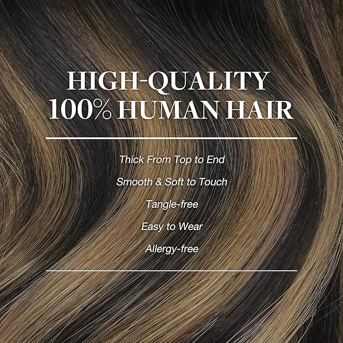 GOO GOO Clip in Hair Extensions Real Human Hair, Remy Human Hair Extensions Clip ins for Women, Natural Human Hair, 14inch 120g 7Pcs, 1B/6/1B Balayage Natural Black to Chestnut Brown