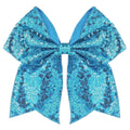 Large Glitter Cheer Bows Clips, Jumbo Big 7 Inch Cheerleading Sequin Hair Bow Hair Accessories for Teens Girls Football Sports Cheerleader Outfit Uniform (Blue)