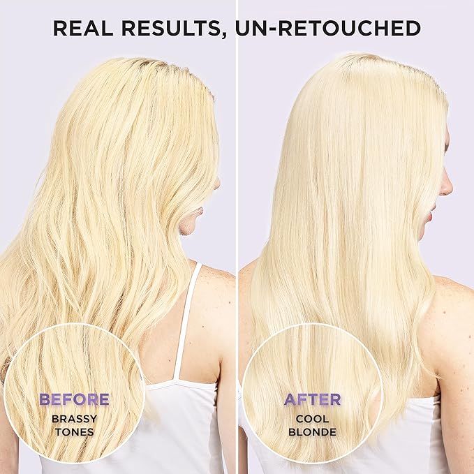 L’Oreal Paris Sulfate Free Brass Toning Purple Conditioner for Blonde, Bleached, Silver, or Brown Highlighted Hair, EverPure, 23 Fl Oz (Packaging May Vary)