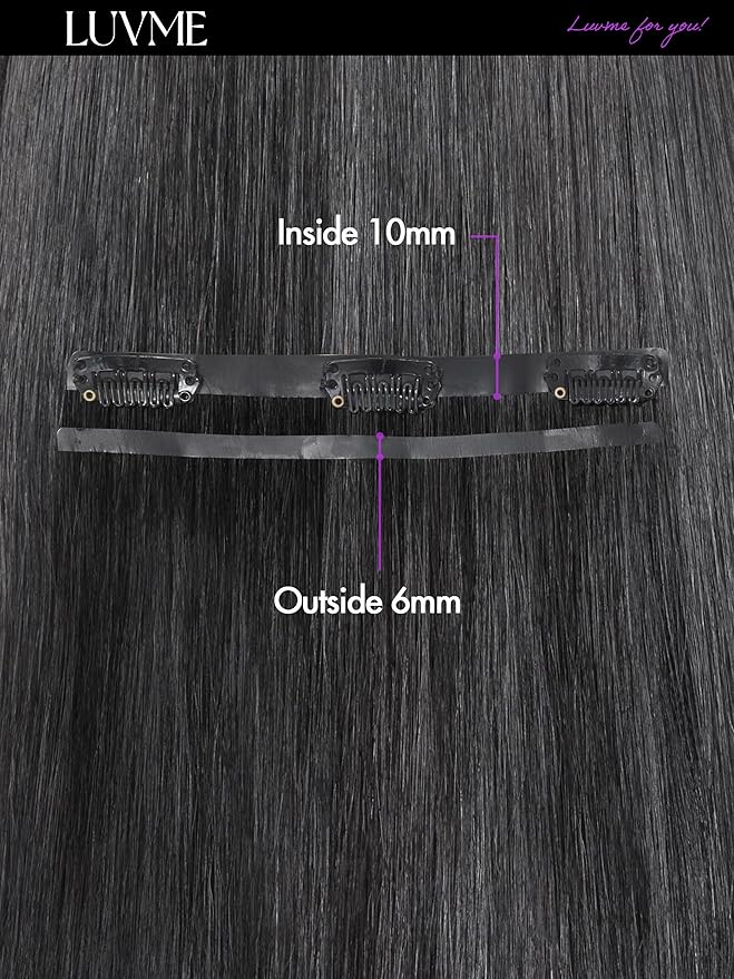 LUVME Silky Straight Seamless 2 Pack 220g 14Pcs Clip in Hair Extensions Full Max with 16inch Remy Human Hair Extensions, Natural Black 100% Real Soft Hair