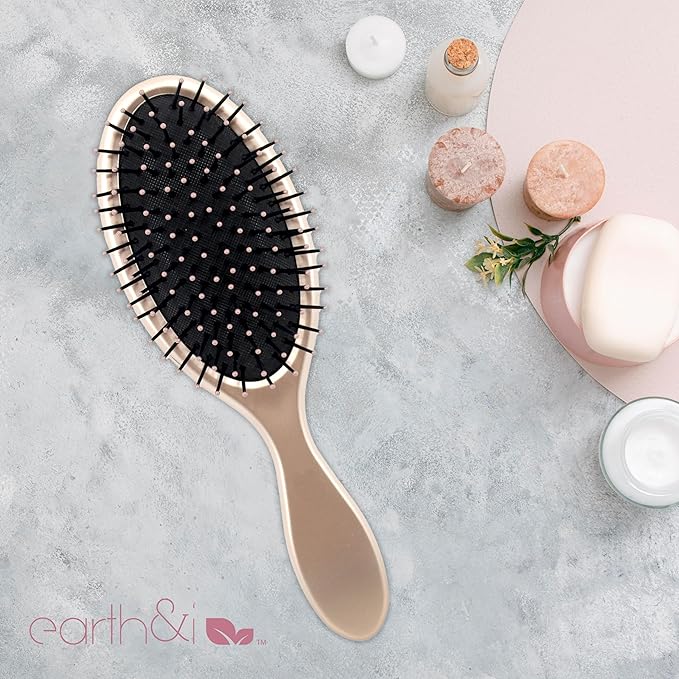 Earth & I Rosegold Hair Brushes for Women, Pink Hairbrush, Rose Gold Women Hair Brush, Kids Hairbrush, Brushes and Combs, Detangling and Styling (Oval)