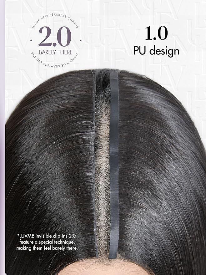 LUVME Invisible Clip in Hair Extensions Real Human Hair, 20 inch 110g 6Pcs, Natural Black Remy Human Hair Extensions Clip ins for Women, Natural Human Hair