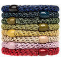 J.CARP 8Pcs Mixed color Hair Ties for Women Girls, Elastics Hair Bands Ponytail Holders, No Damage No Crease Hair Elastics, Perfect for Girls and Women with Thick or Curly Hair, Style 11