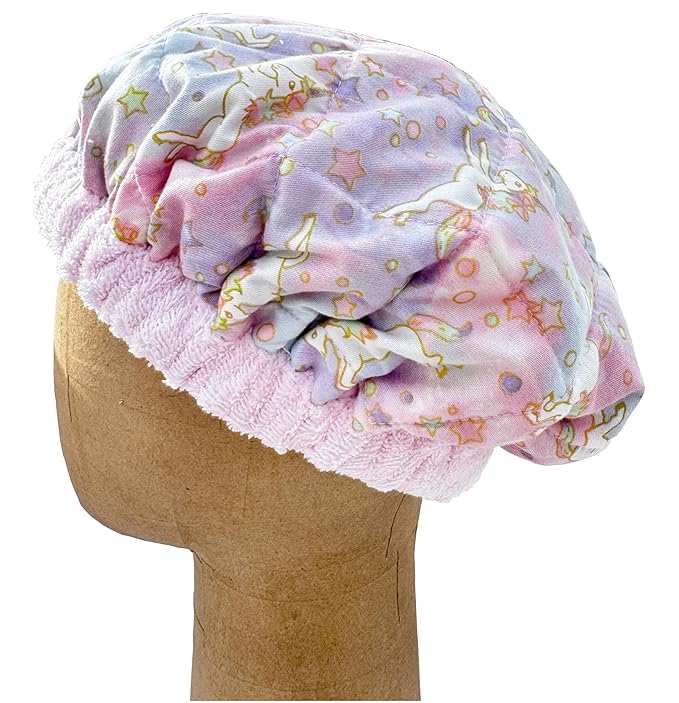 AKISS Flaxseed Deep Conditioning Heat Cap Portable Microwave Hot Bonnet Therapy Hair care Cap For Women (Pink/Unicorn, Large)