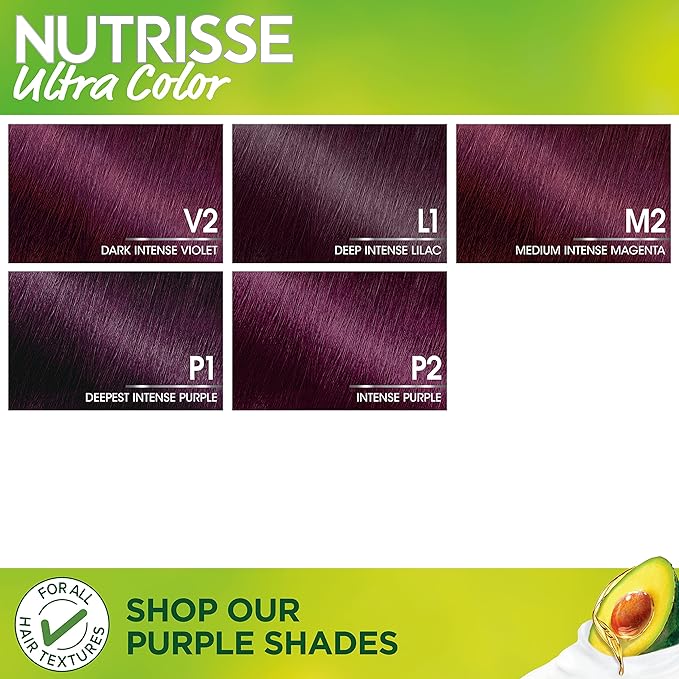 Garnier Hair Color Nutrisse Ultra Color Nourishing Creme, L1 Deep Intense Lilac (Sweet Fig) Purple Permanent Hair Dye, 1 Count (Packaging May Vary)