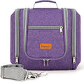 Hanging Travel Toiletry Bag for Women and Men, 6 Organizer Compartments, Extra Large Toiletries Bag, Bathroom Cosmetic Bag, Water-resistant Makeup Bag, Holds Full-Size Shampoo, Purple